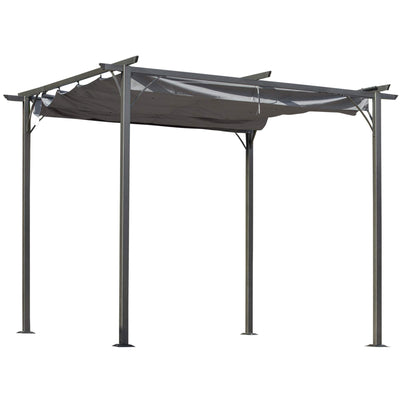 Outsunny 10' x 10' Outdoor Retractable Pergola Canopy, Metal Patio Shade Shelter for Backyard, Porch Party, Garden, Grill Gazebo, Gray