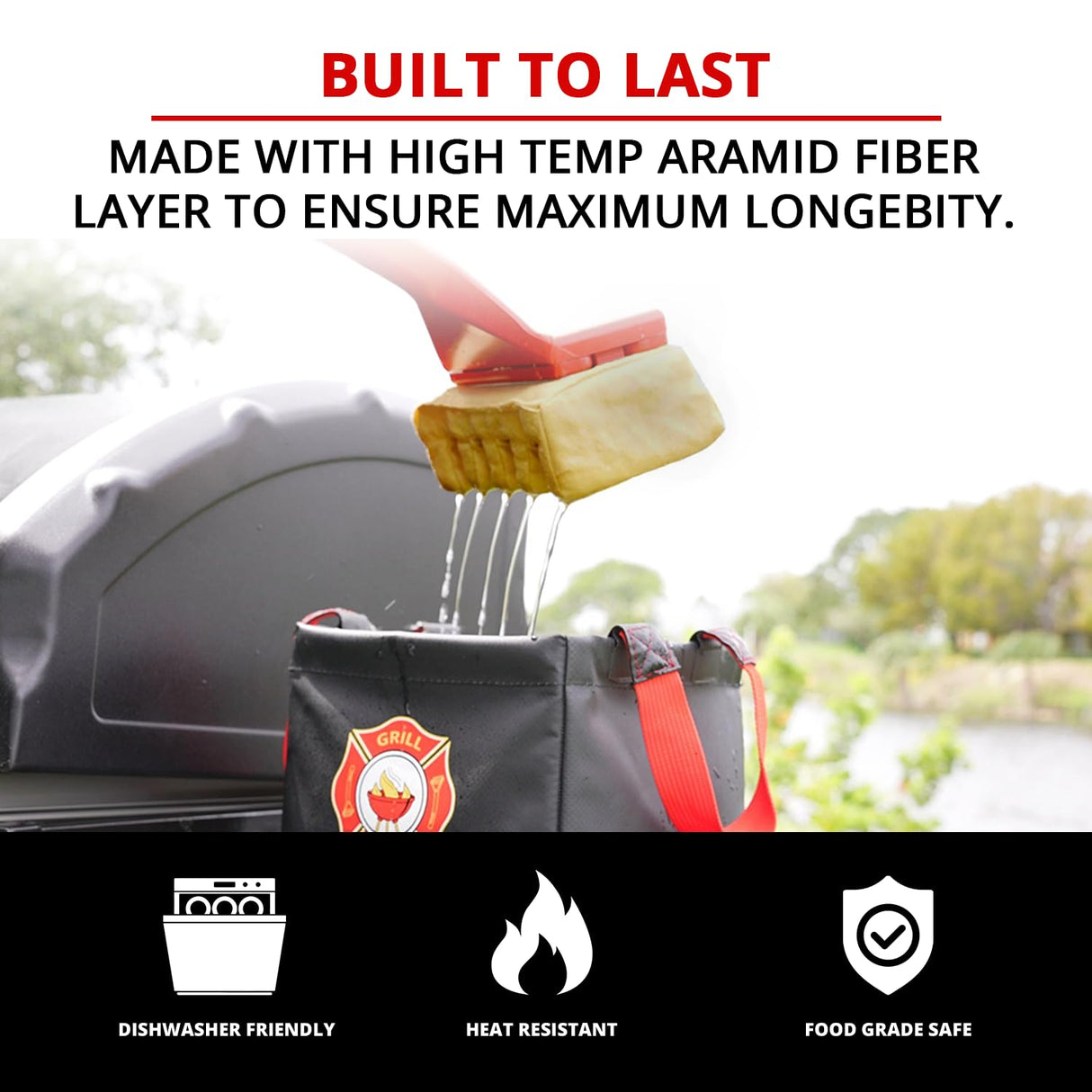 Grill Rescue BBQ Replaceable Scraper Cleaning Head, Bristle Free - Durable and Unique Scraper Tools for Cast Iron or Stainless-Steel Grates, Barbecue Cleaner (Grill Grate Brush with Scraper) Grill Rescue