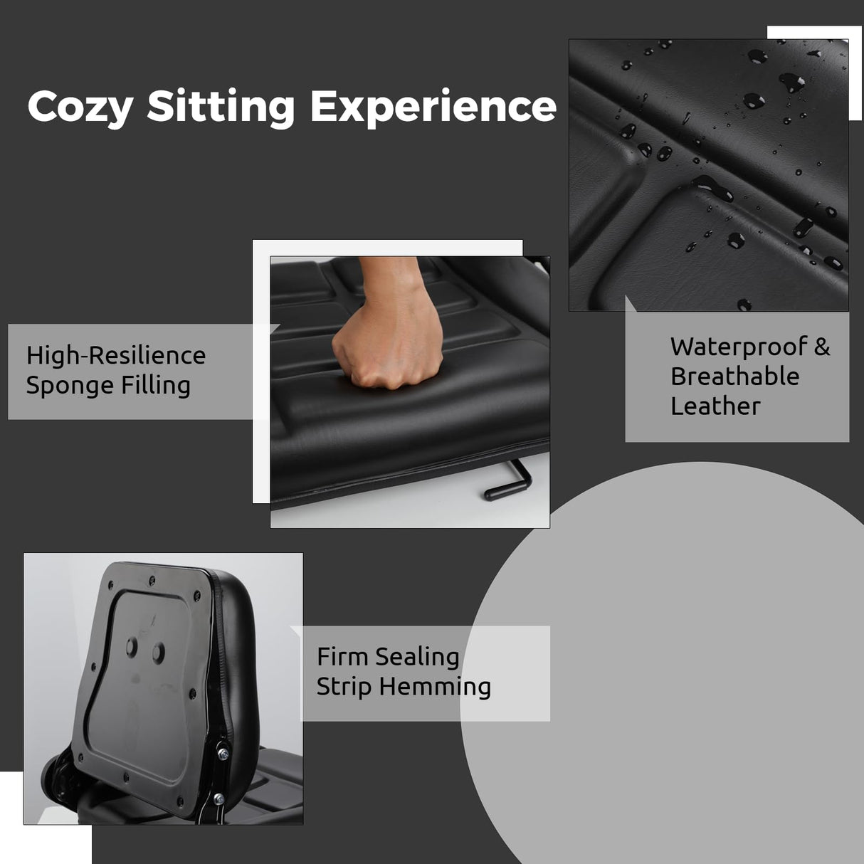 yeesport Universal Forklift Seat, Fold Down Forklift Seat with Adjustable Angle Backrest, Comfortable Leather Seat with High Resilience Sponge Filling, Seat for Dozers Excavators Tractors yeesport