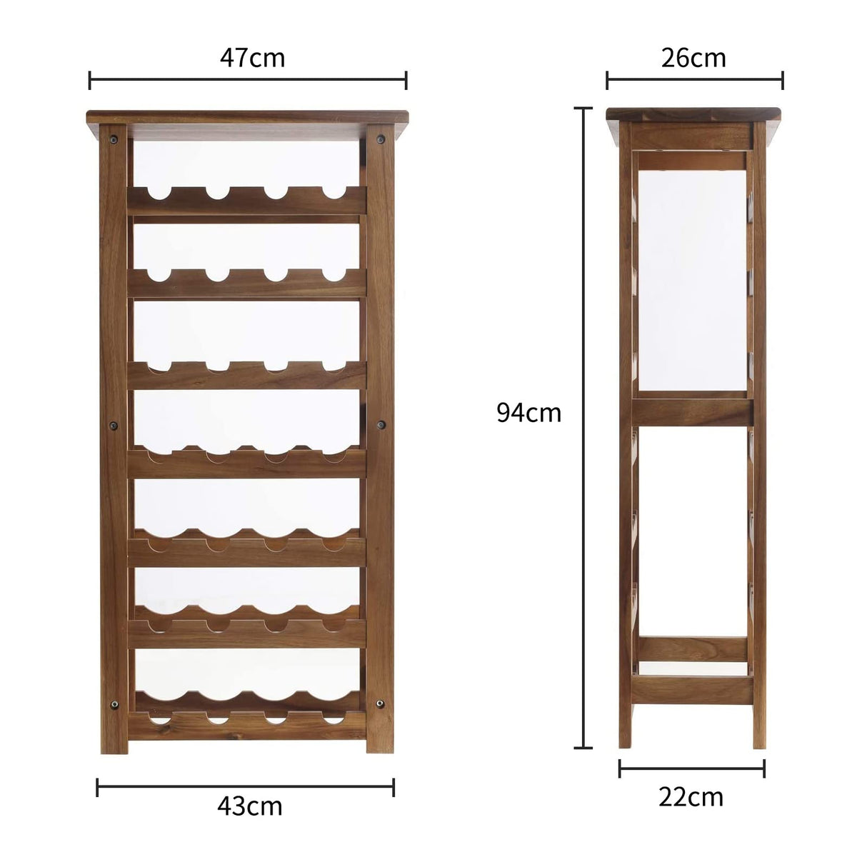 everous Wooden Wine Rack, 7 Tire Floor Wine Storage Rack, 28 Bottles Holder, Freestanding Display Rack for Kitchen, Pantry, Cellar, Natural Free everous