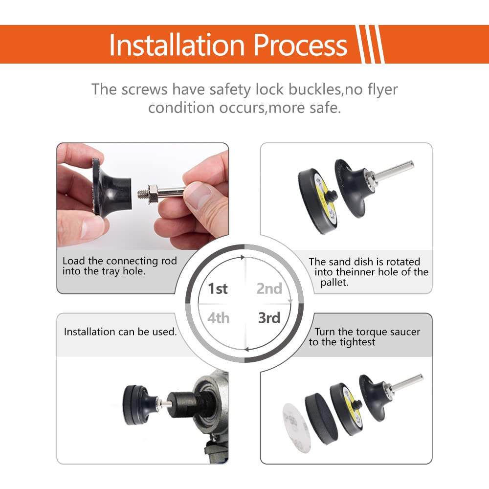 Tshya 270Pack 2inch Sanding Discs Pad Variety Kit for Drill Grinder Rotary Tools Die Grinder Accessories with 1/8"&1/4" Shank Backer Plate, Sanding Pads Includes 36-3000 Grit Tshya