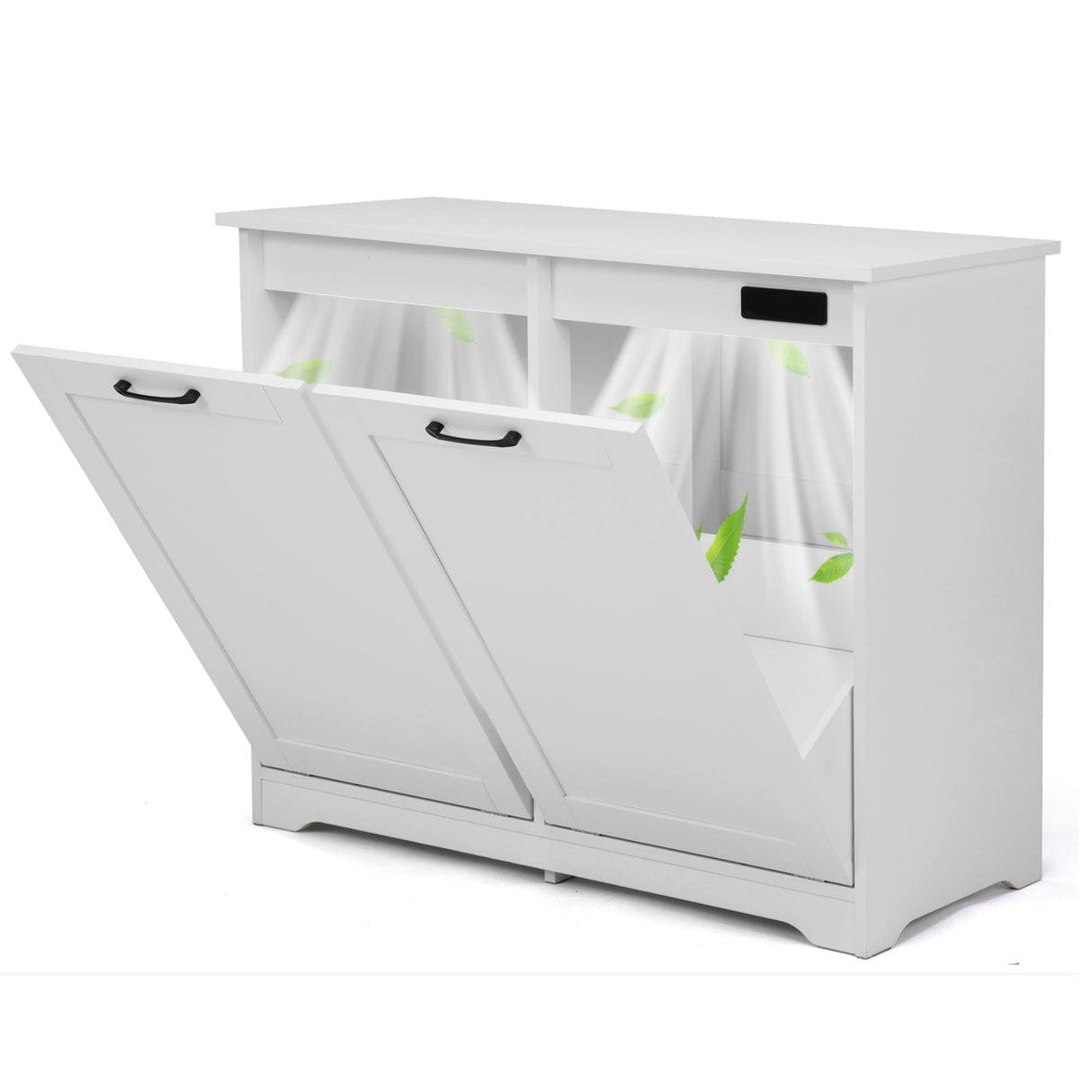 JAXPETY Double Tilt Out Trash Cabinet, Kitchen Hidden Garbage Can with Negative Ion & Deodorizing Function,Free Standing Recycling,Dog Proof 10 Gallon Trash Bin Cabinet for Bathroom, Living Room JAXPETY