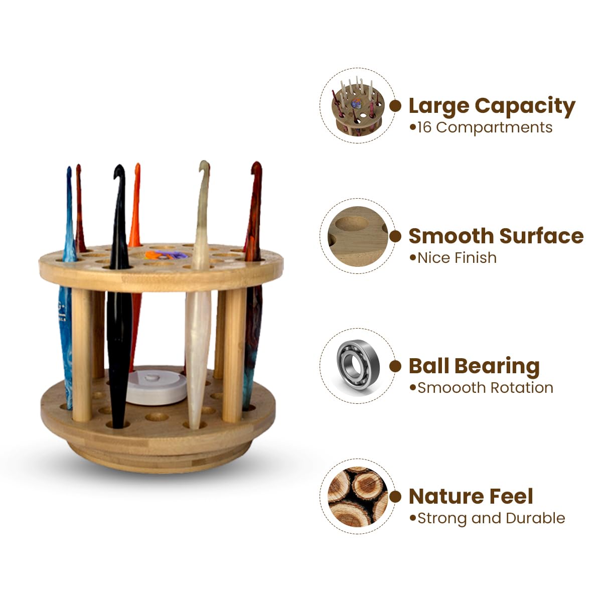 Crafts by KFRod - 2cm Holes Spinning Crochet Hook Organizer Stand Holder Compatible with Furls as Well as Susan Bates, Boye, Tulip Etimo, Clover Amour, Lykke and Many More Crafts By KFRod