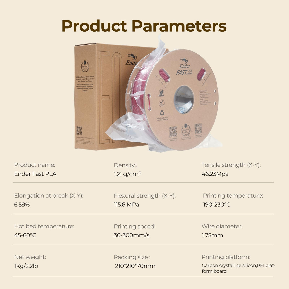 Creality High Speed PLA Filament 1.75mm Bundle 2Kg, 3D Printer Filament for 300mm/s Printing, Rapid PLA Filament No-Tangling, Dimensional Accuracy +/- 0.02mm for Most FDM 3D Printers (Black & White) Creality