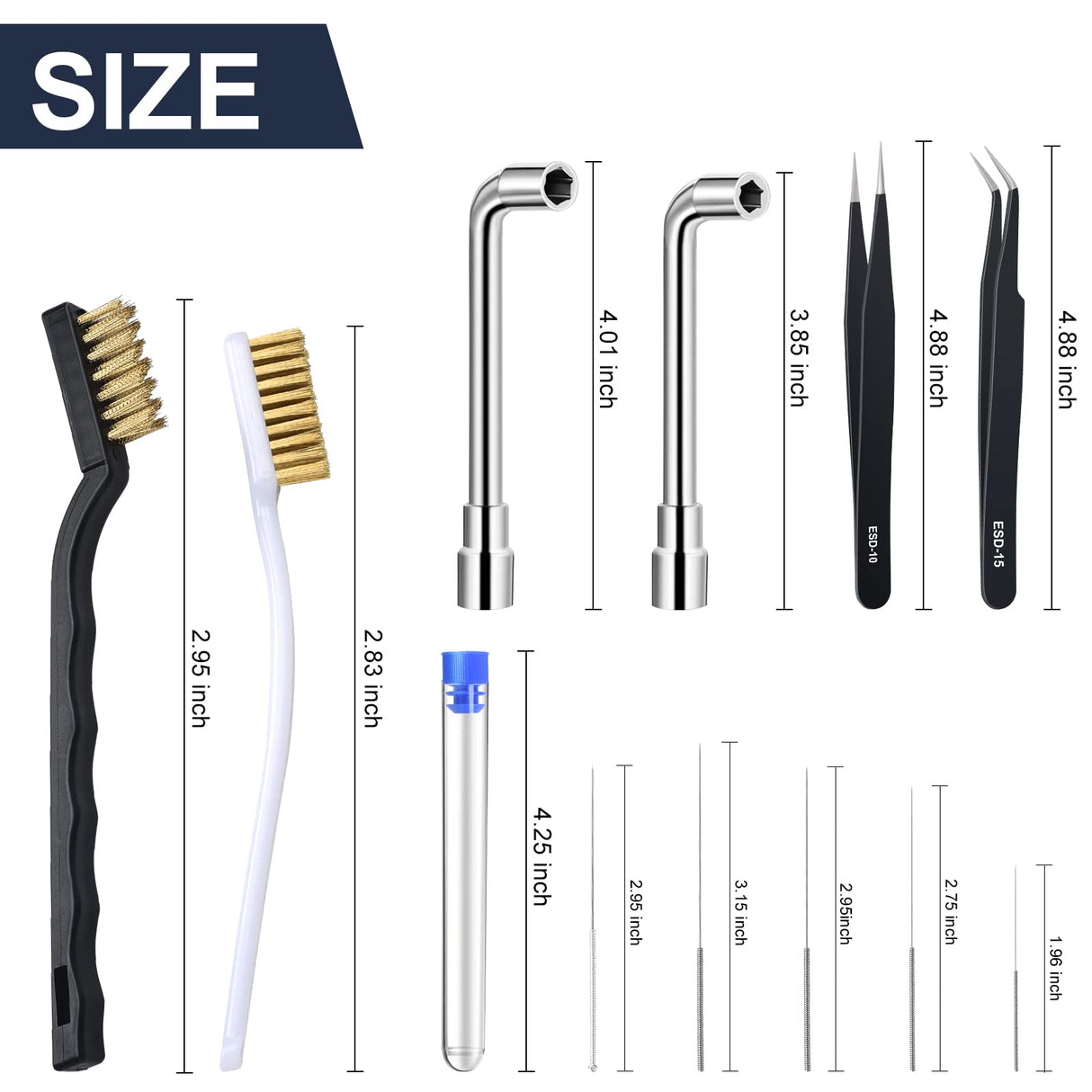 Complete 26-Piece 3D Printer Nozzle Wrench Maintenance Kit: Includes 20 Cleaning Pins with Storage Box, 2 Tweezers, 2 Copper Wire Brushes, 2 L-Shaped Wrench Tools for Optimal 3D Printing Performance KuanStore