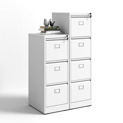 VIYET 4 Drawer File Cabinet, Metal Vertical File Cabinets with Lock for Home Office, 3 Drawer Office Steel Filing Cabinet for Hanging Files for A4/ Legal/Letter,Assembly Required (White)