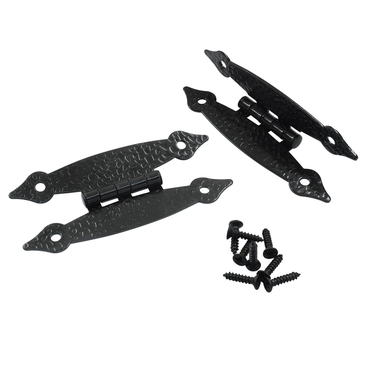 Murtenze 12 Pack 3.5 Inch Black Antique H Hinges Cold Rolled Steel Cabinet Hinge Flat Hinges Flush Mount Door Hinges Decorative Hinges for Cabinet Drawer Jewelry Box Murtenze