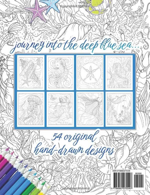 Sea Life Coloring Book: 54 Original Hand-Drawn Designs of Fish, Seashells, Octopus, Turtles, Jellyfish, Sea Horses & Many Other Ocean Wonders. (Original Art of Elisa Fasulo) WoodArtSupply