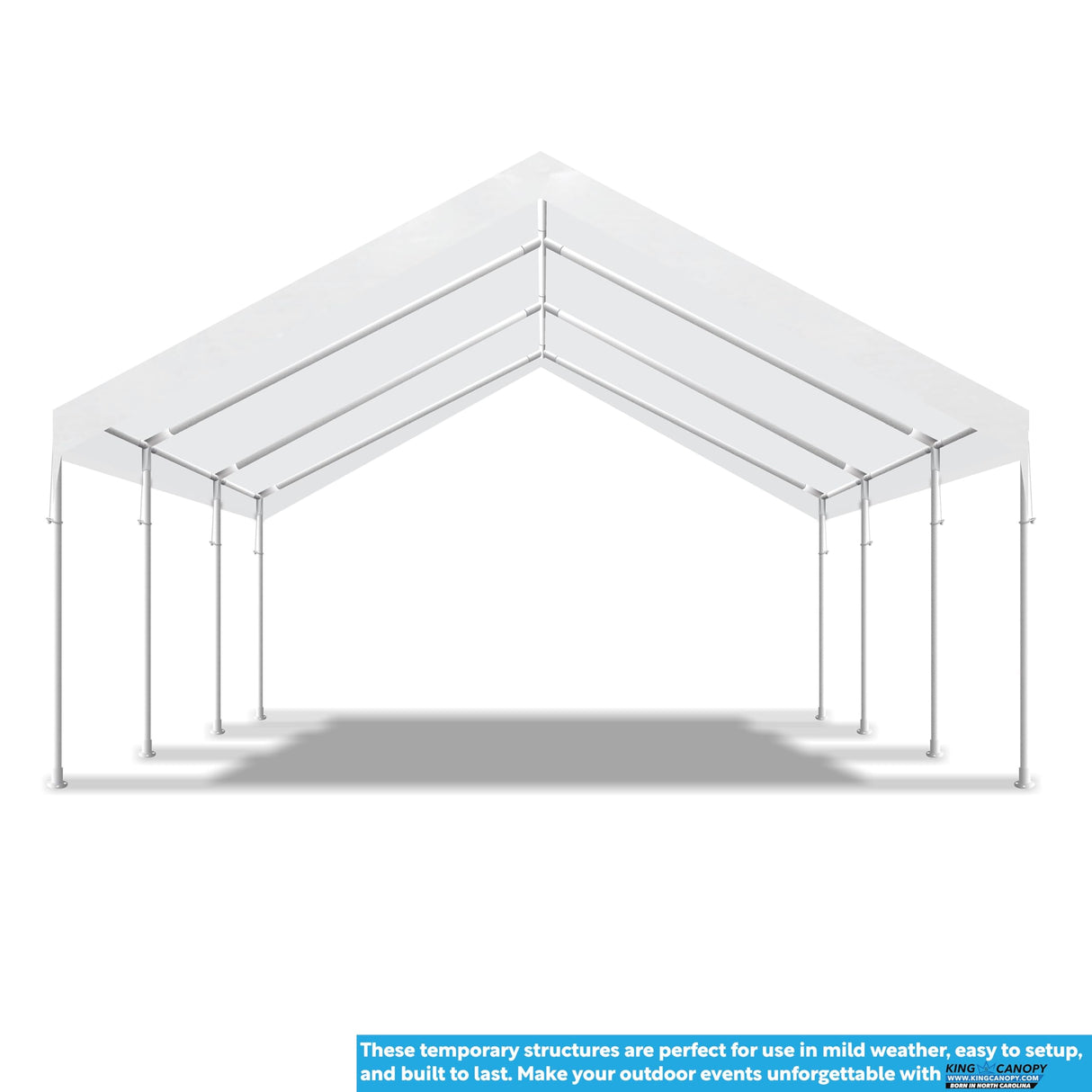 King Canopy Hercules 18-Feet by 20-Feet, 2-Inch Hammertone Steel Frame w/Buttons, 8-Leg, Carport, White King Canopy