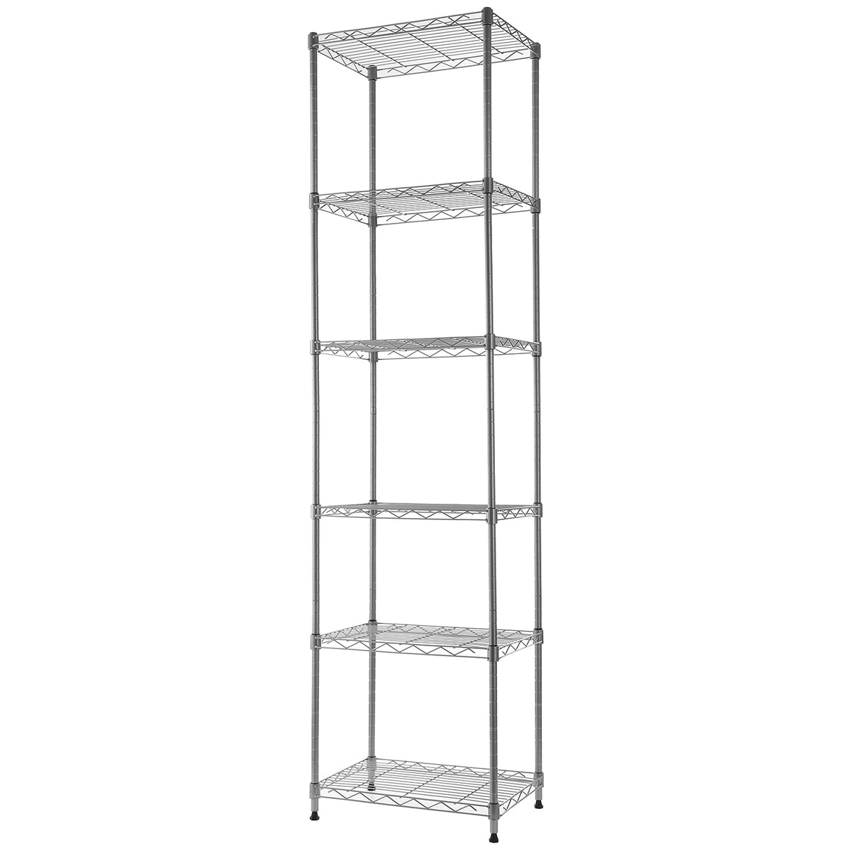 REGILLER 6 Wire Shelving Steel Storage Rack Adjustable Unit Shelves for Laundry Bathroom Kitchen Pantry Closet (16.7L x 11.9W x 64H, Silver) REGILLER