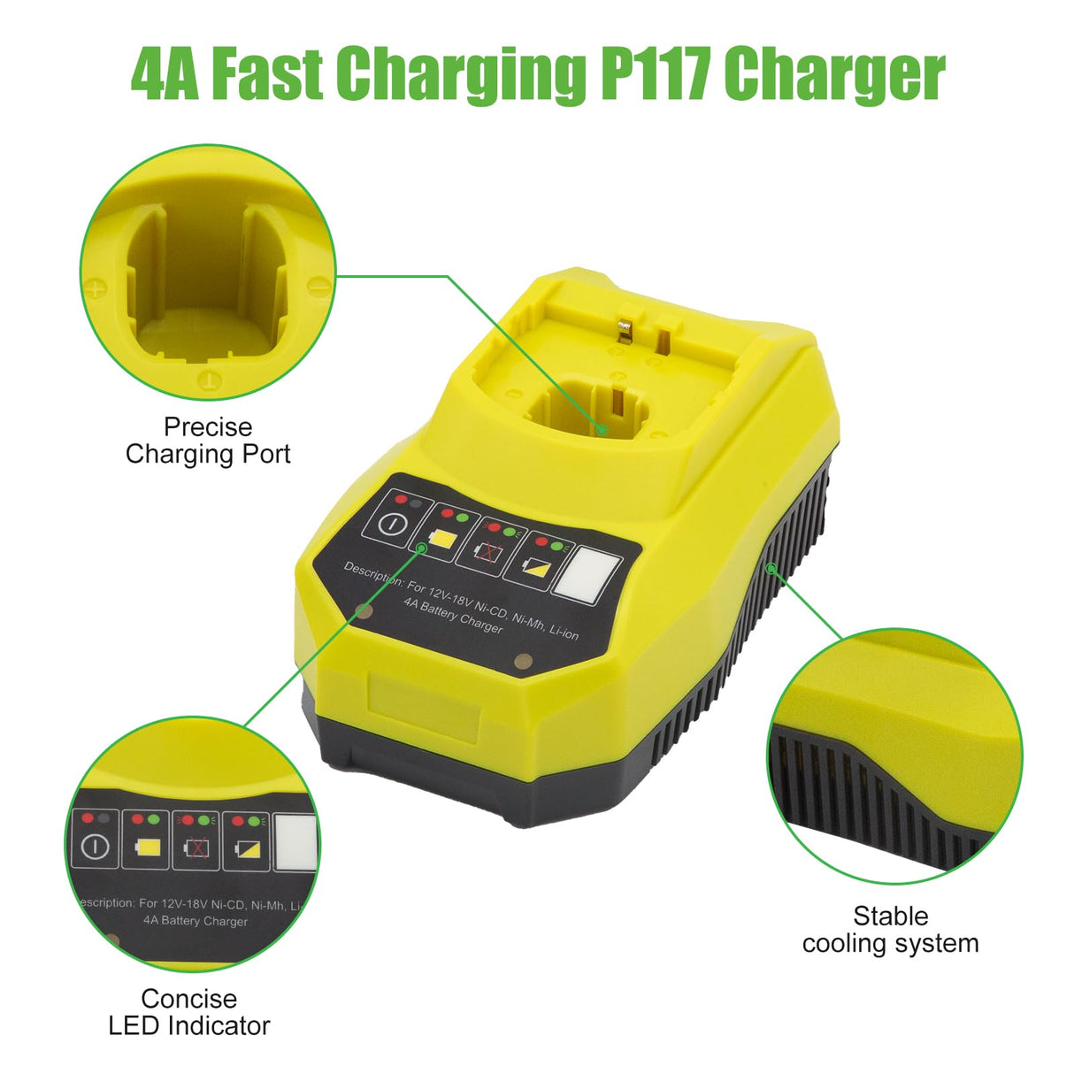 2Pack 3.5Ah P107 Battery and Charger Set for Ryobi 18V Battery, Compatible with Ryobi 18V ONE + P108 P107 P104 P105 P102 P103 Tools Charger with 260051002 P117 P118 POWTREE