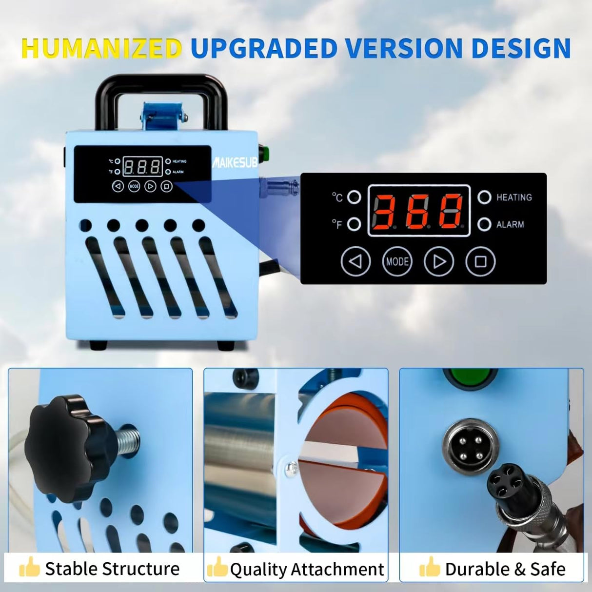 MAIKESUB Mug Press Upgrade Mug Heat Press Machine for 10oz-15oz Coffee Mugs 16oz Skinny Straight Cups, Handheld Lightweight Mug Press Sublimation Machine Cup Heat Press Mini Tumbler Press MAIKESUB