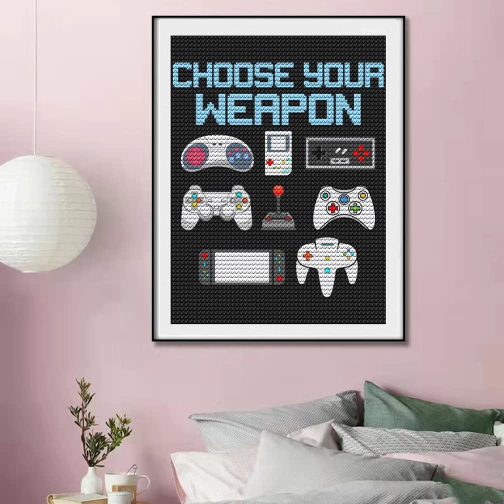 DIY Diamond Painting Kits Funny Gaming Diamond Art for Adults Kids, Full Round Drill Paint by Numbers Arts Pictures for Home Wall Decor Gifts 12 x 16 inch DVWIVGY