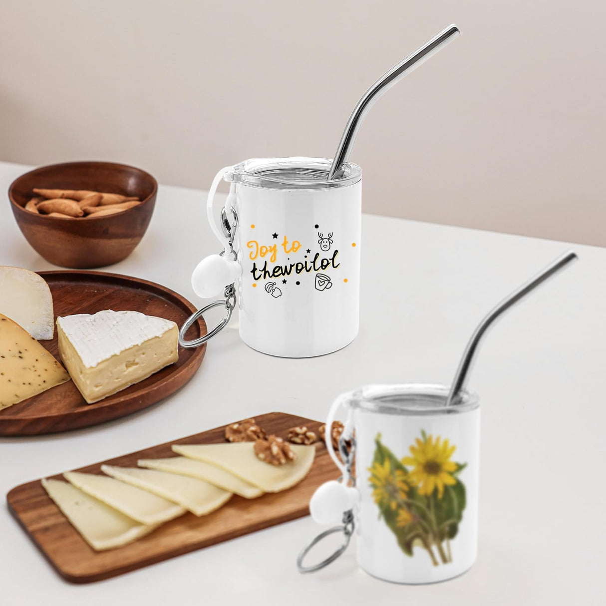 YOUKE OLA 16 Pack Sublimation Shot Glasses Tumblers Blanks Stainless Steel Double Wall Mini Tumbler with Keychain Cute Shot Glasses Set Bulk for Sublimation Oven Printing, White 3oz YOUKE OLA