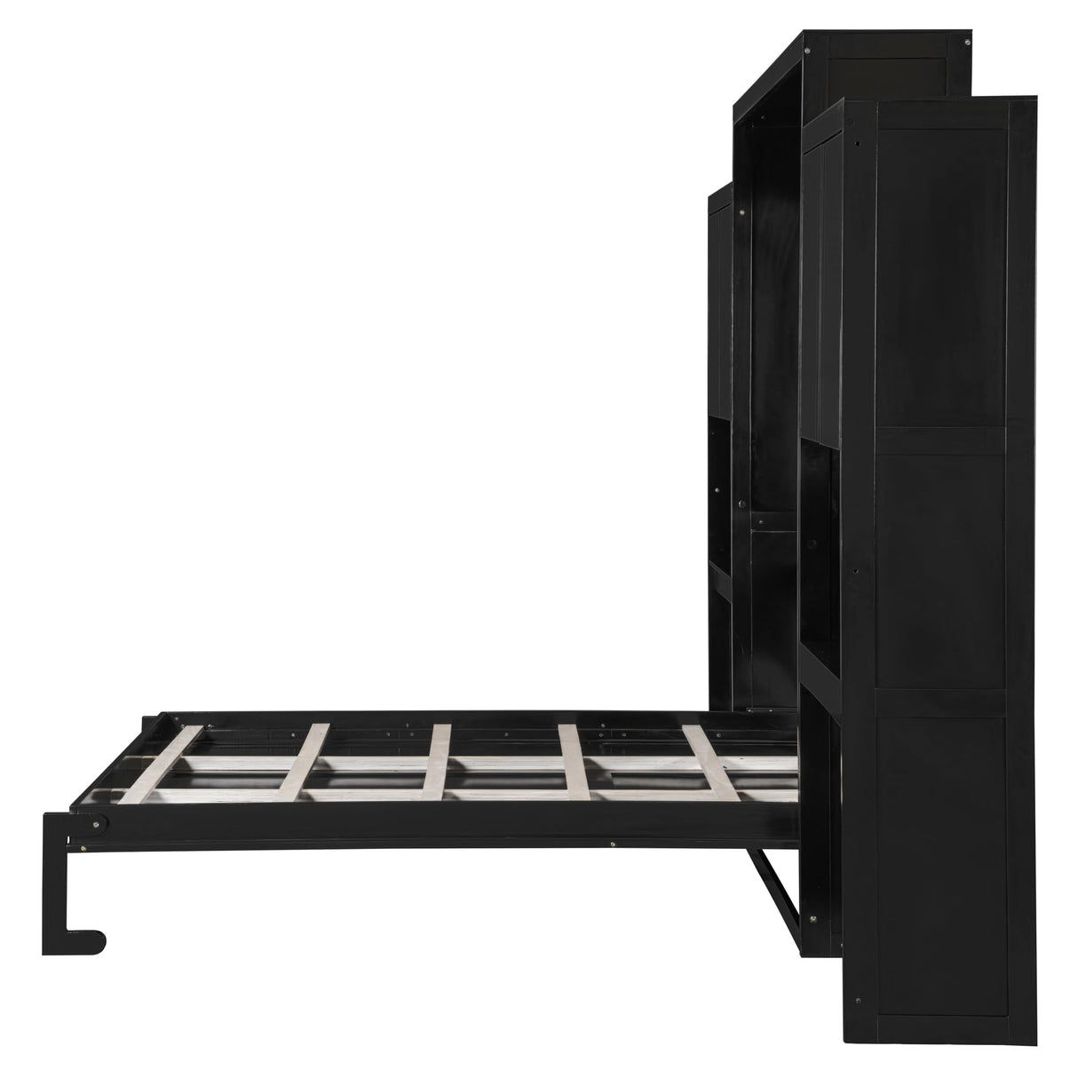 Merax Queen Size Murphy Bed with Desk, Storage Cabinets, Vanity and Mirror for Bedroom, Living Room, Apartment Merax