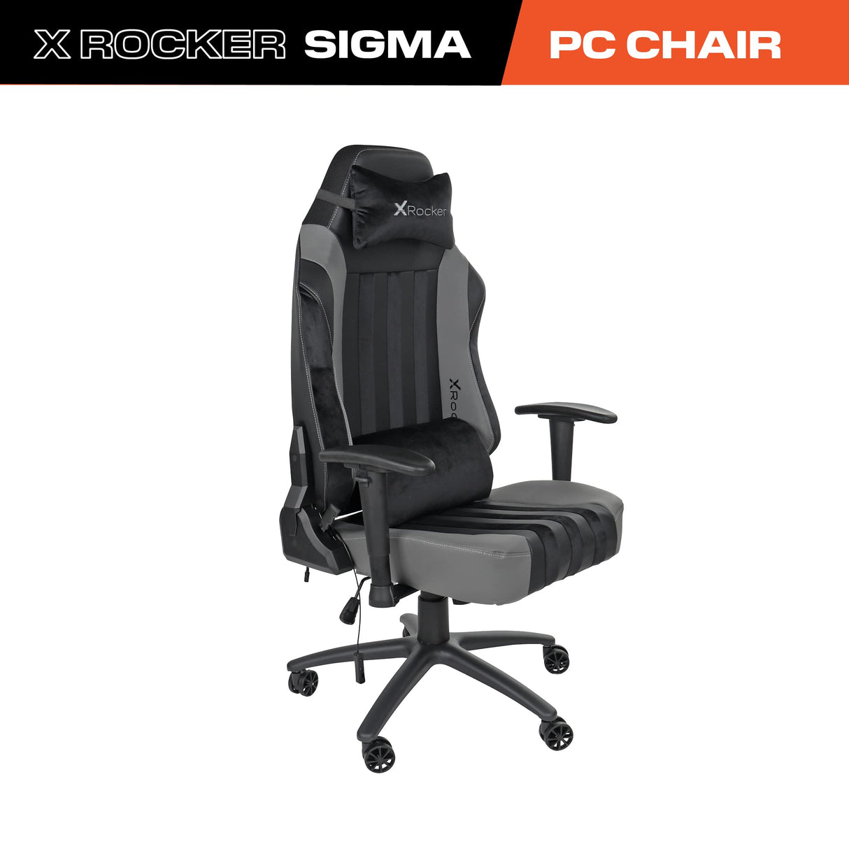 X Rocker Sigma PC Computer Gaming Office Desk Chair, with Headrest RGB LED Lights, Adjustable Seat and Armrest, 0780401, 24.41" x 49.8" x 20.87", Black X Rocker
