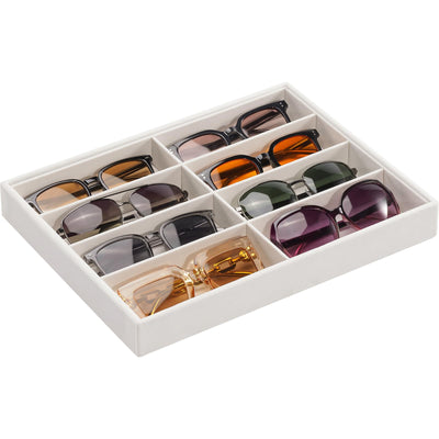 Lolalet Sunglasses Organizer Tray, 8 Grids Velvet Glasses Eyewear Holder Trays, Sunglass Display Drawer Storage for Women Men -1 Pack, Beige