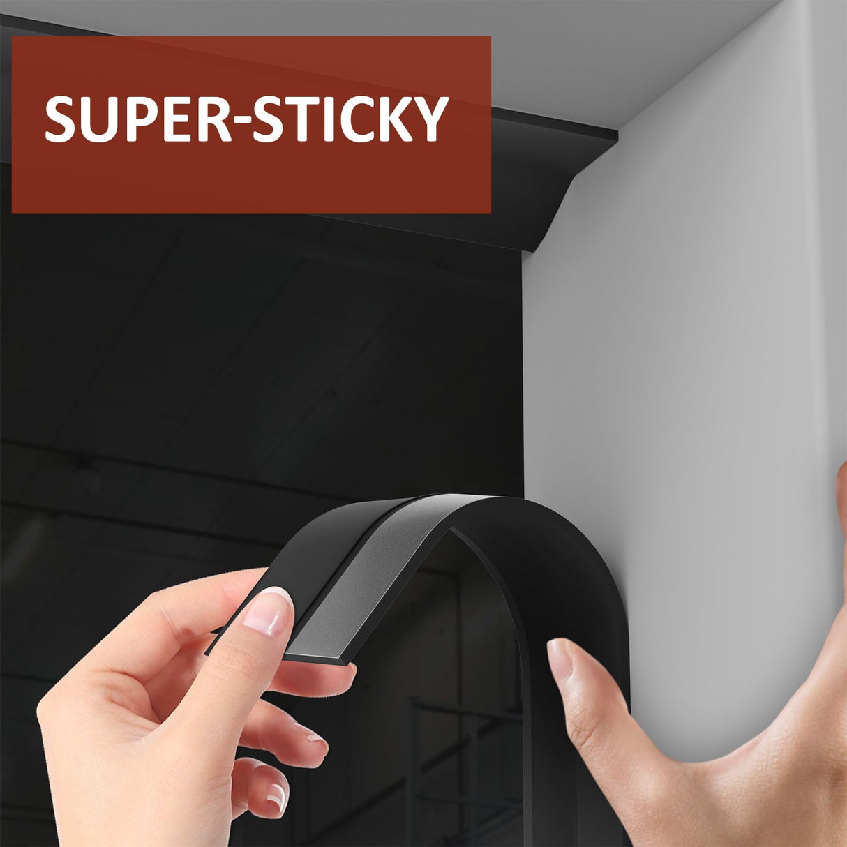 Greymond Garage Door Weather Stripping, 40 FT Black Garage Door Side and Top Seal Trim, Universal Adhesive Backed Garage Door Rubber Seal Strip Replacement Greymond