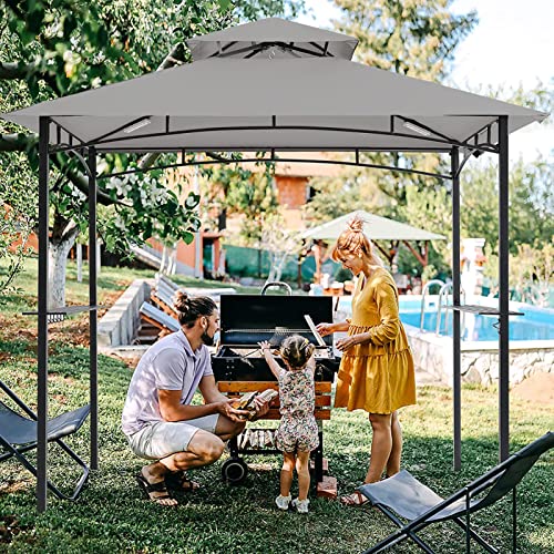 Tanxianzhe Grill Gazebo Replacement Canopy Top Cover 5×8 Double Tiered BBQ Roof ONLY FIT for Gazebo Model L-GG001PST-F (Gray) Tanxianzhe