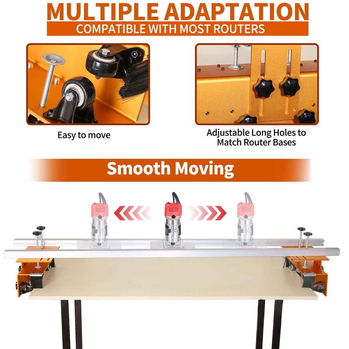 Router Sled, Slab Flattening Jig, 58 inches Router Sled for Flattening Slabs,Adjustable Trimming Planing Machine for Woodworking QZTODO