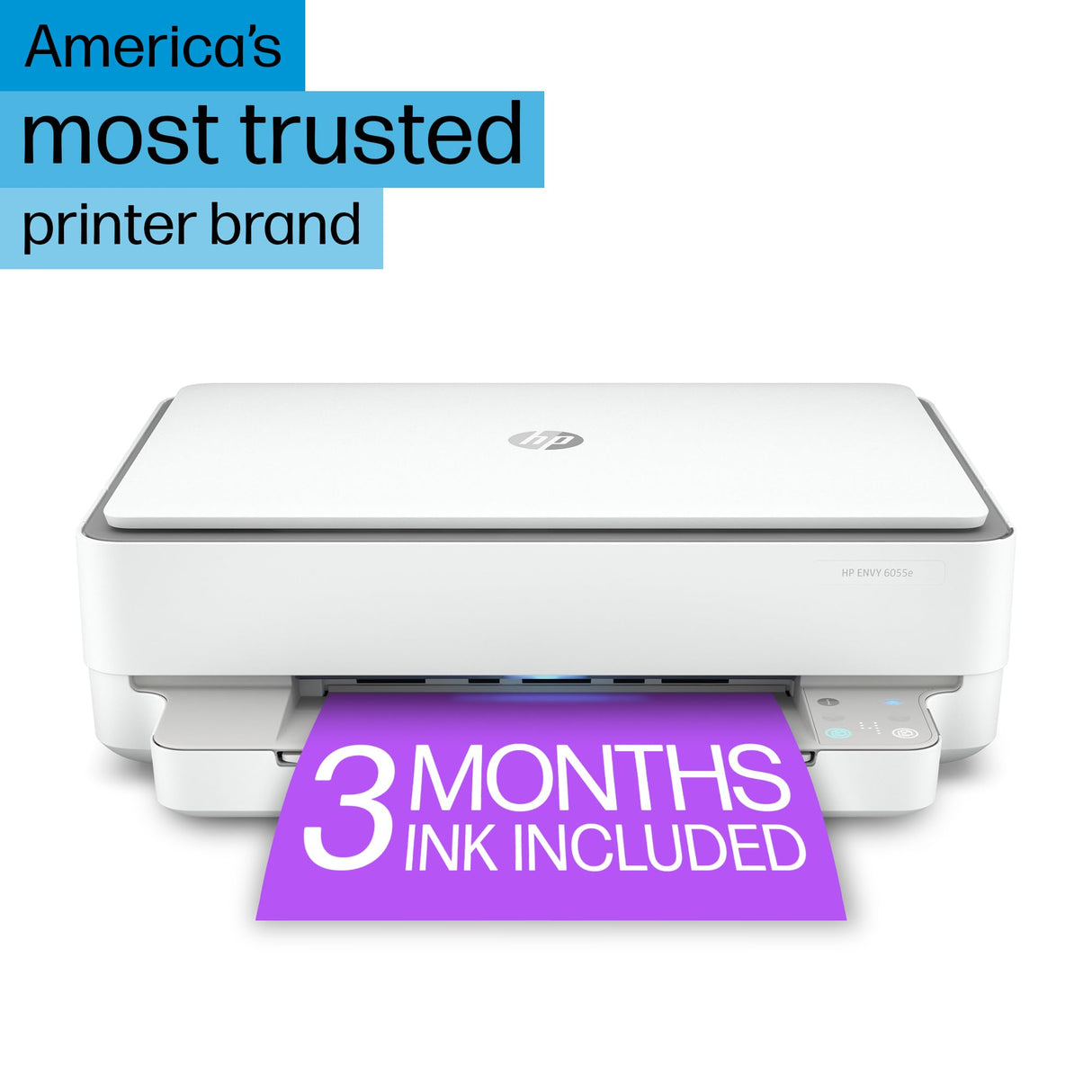 HP ENVY 6055e Wireless Color Inkjet Printer, Print, scan, copy, Easy setup, Mobile printing, Best-for-home, 3 months of Instant Ink included,white HP