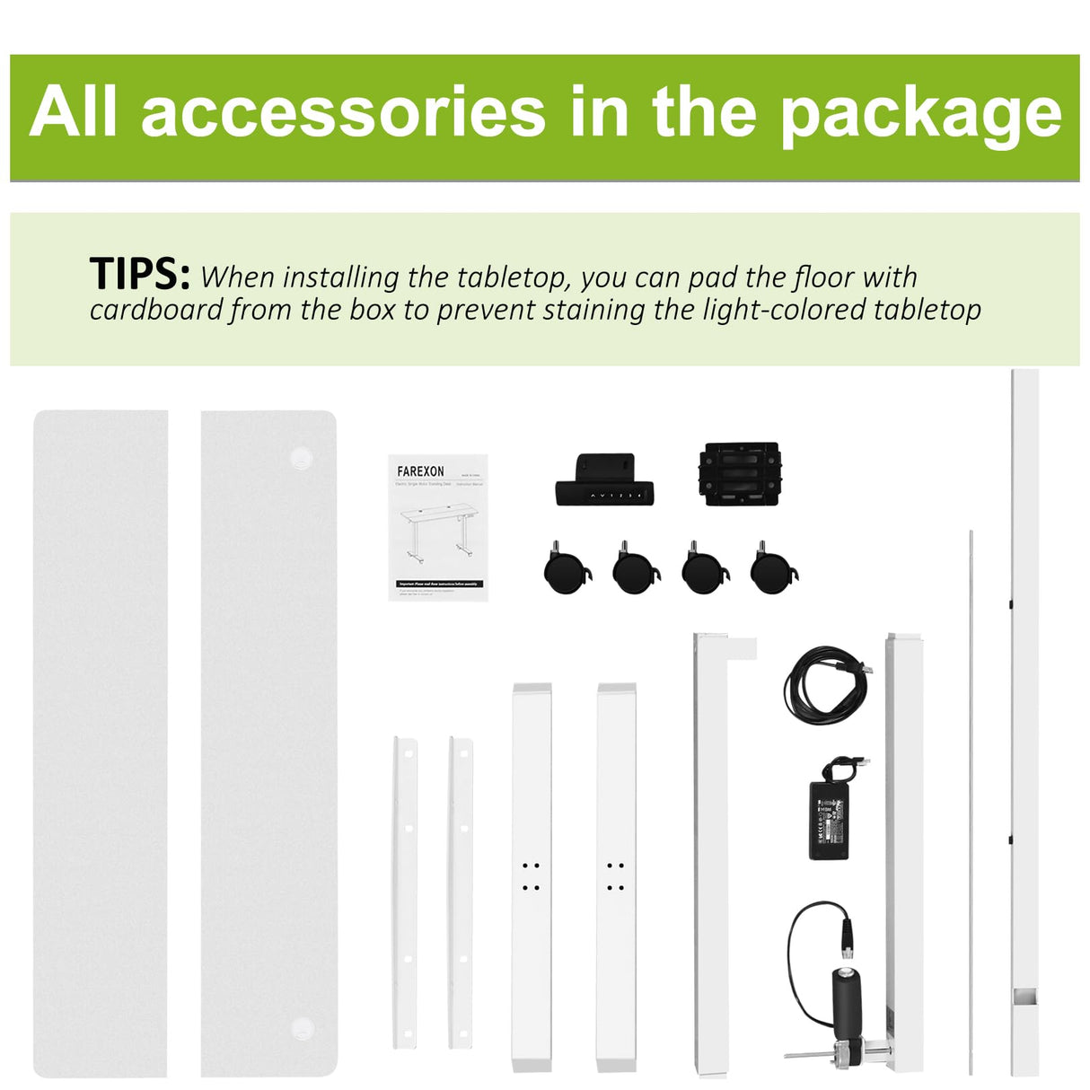 farexon Electric Standing Desk Adjustable Height, 48x24 Inches Stand Up Desk with 4 Preset Heights, Lockable Casters, Double Hooks,27.5''-46.5'' Lifting Range Home Office Computer Desk(White) farexon