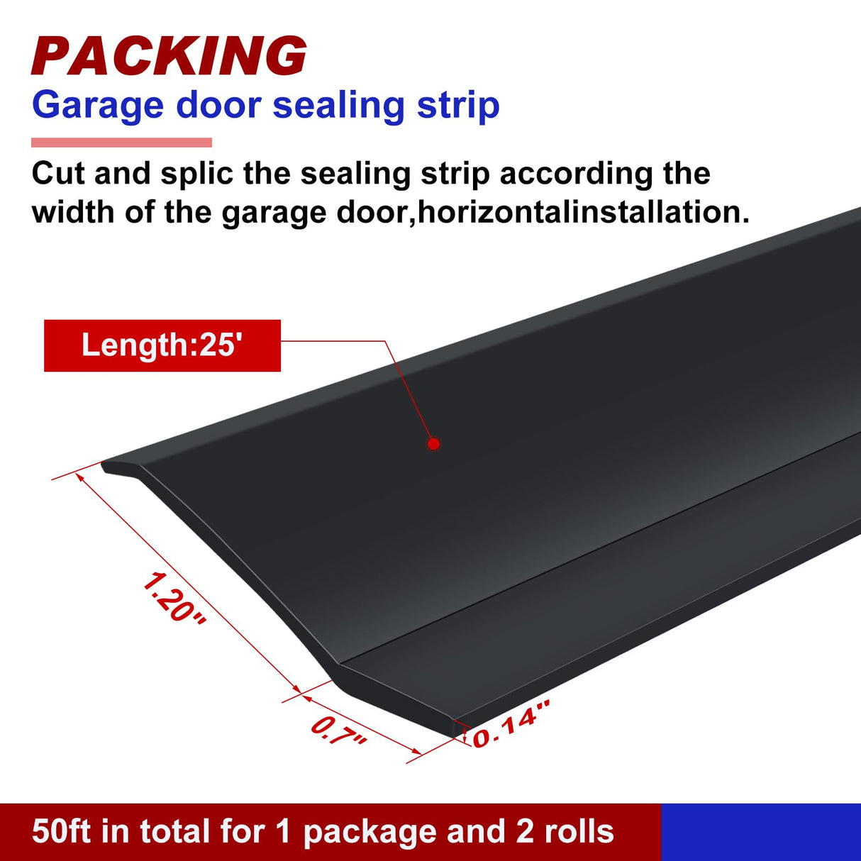 Weatherproofing Garage Door Seals Top and Sides Seal Strip PVC Garage Door Weather Stripping with Screws(Black, 50 ft) Nuogo