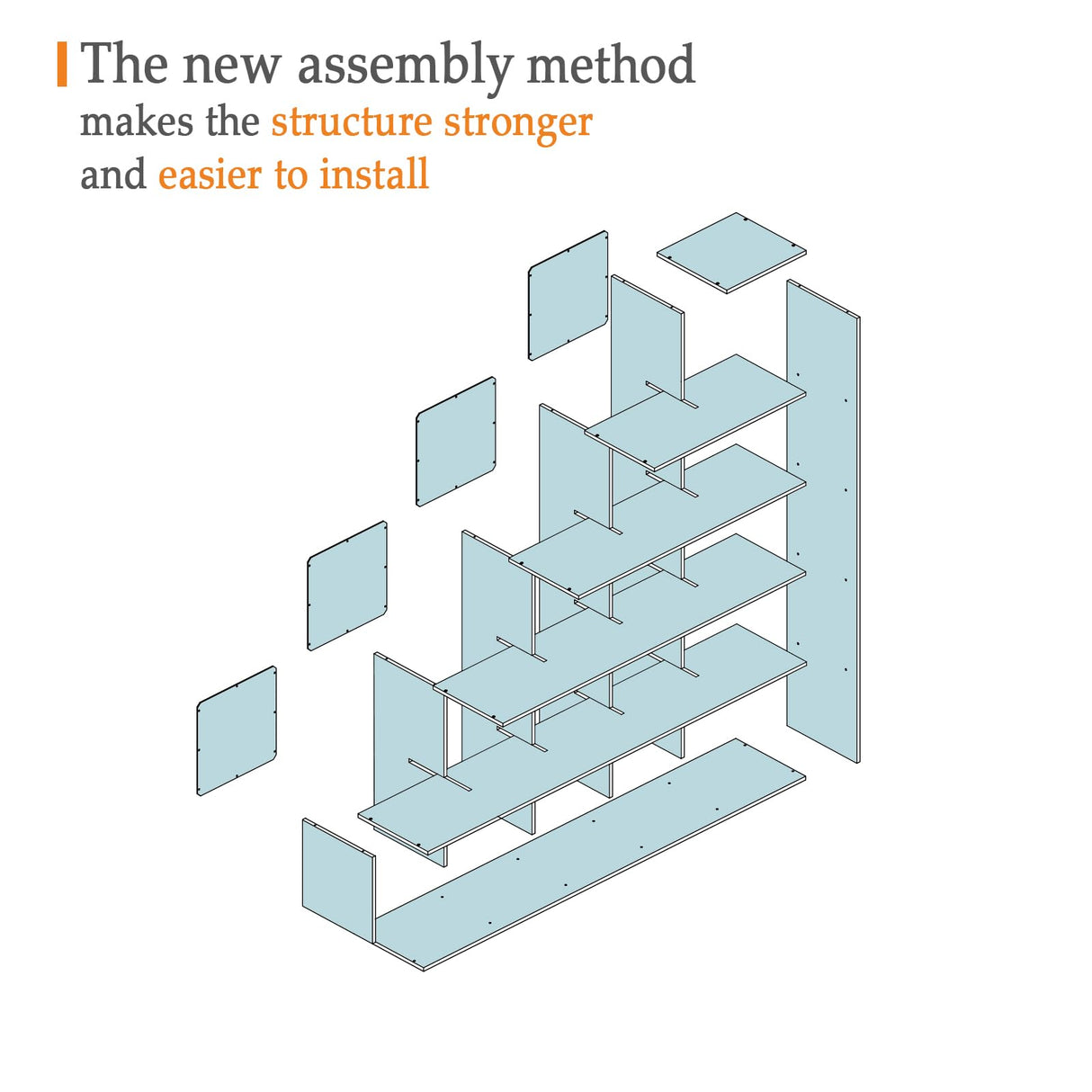 OSCHF Ladder Cube Storage Bookcase - Wooden L-Shaped 5-Tier Corner Shelf, Reversible 15-Cube Organizer for Home & Office, Black