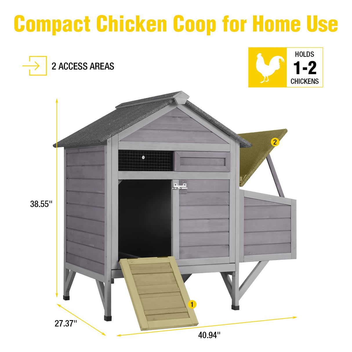 AIVITUVIN Chicken Coop for 2 Chickens Home Ues Outdoor Small Wooden Chicken House with Expandable Run for Poultry Duck Coop Pull Out Tray Quail Cage,Hen Habitat Aivituvin