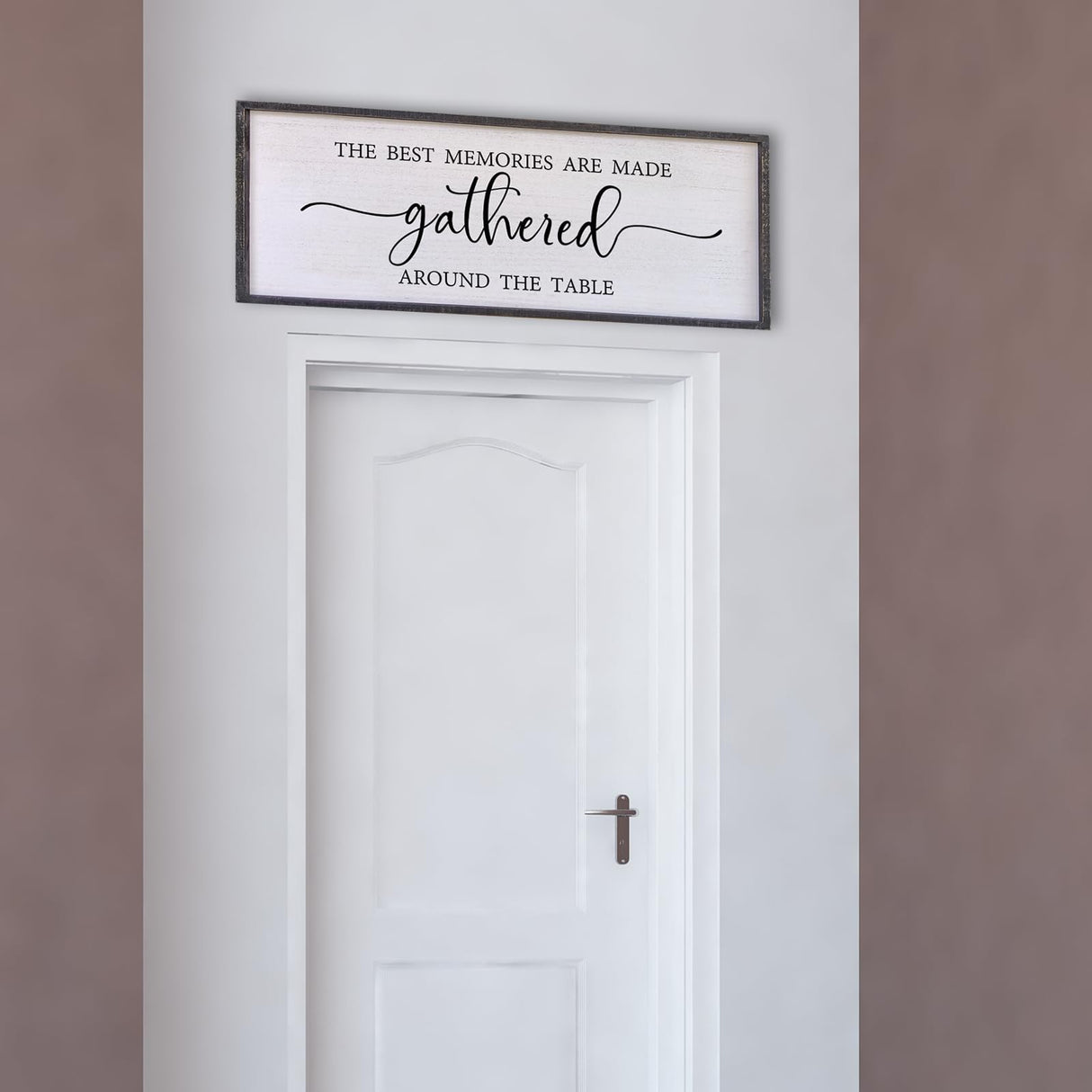 The Best Memories Are Made Gathered Around The Table Wall Decor 32"x12" Large Rustic Farmhouse Dining Room Wood Framed Modren Signs Kitchen Home Simple Hanging Wall Art (Black) Surfapans