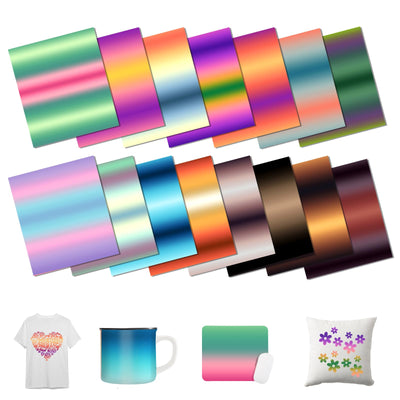 HTVSTD Gradient Sublimation Transfer Ink Paper - 15 Sheets 12"x10" Ombre Color Sublimation Transfer Paper for Tumbler T-Shirts DIY Sublimation Paper Compatible with Cricut/Cameo