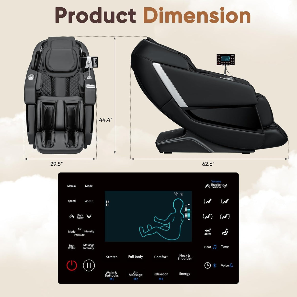 Homall 2025 Zero Gravity Full Body Massage Chair with SL-Track, Heating & AI Voice Control Shiatsu, Kneading, Tapping 8 Auto Programs 32 Airbags (Black) Homall