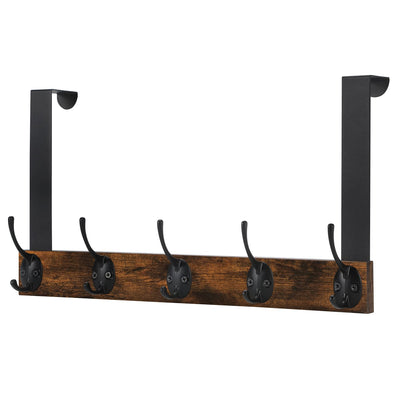 YINMIT Over The Door Hooks, Heavy Duty Vintage Wood Over Door Hanger Hook, Over The Door Coat Towel Rack for Hanging Towels, Clothes, Hats, Scarfs, Handbags, Back of Bathroom Door (Matte Black)