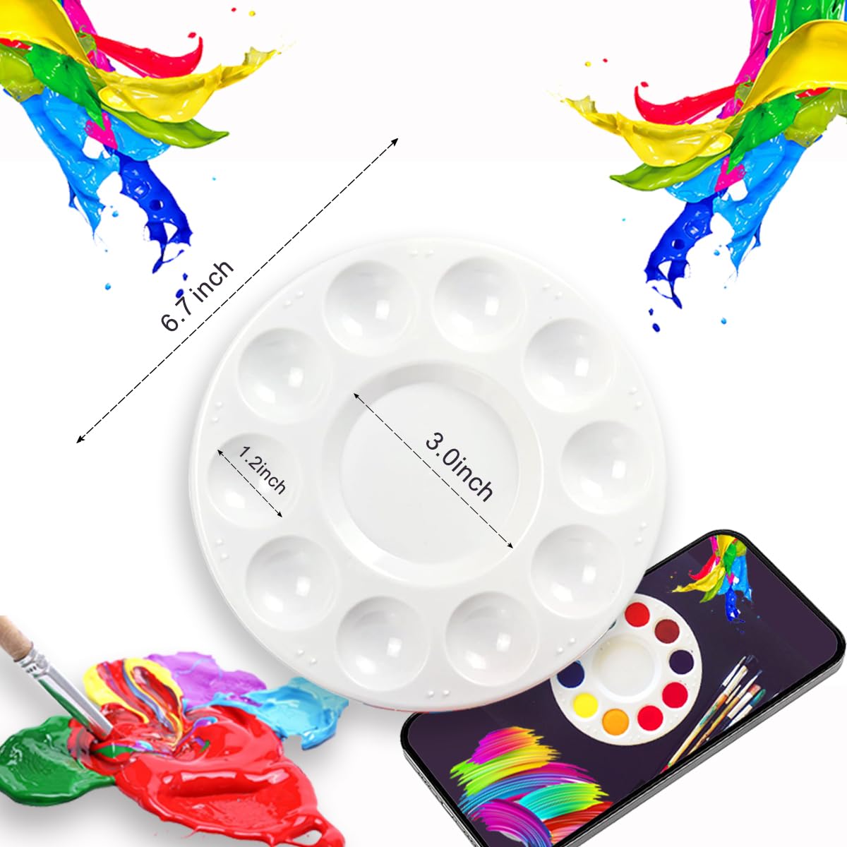 12pcs Plastic Art Palette Tray – Perfect for Adults & Kids Painting, DIY Crafts, Home Parties, Kindergarten Activities, and Classroom Use, White Paint pallets HYL.LL&RQ