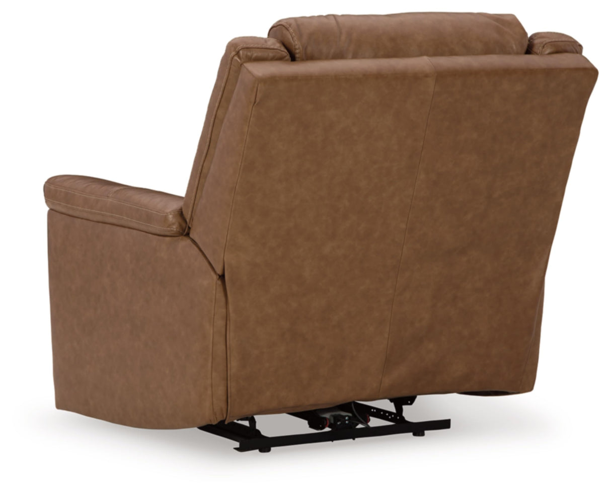 Signature Design by Ashley Trasimeno Contemporary Leather Match Wall Hugger Power Recliner with Adjustable Headrest and USB Ports, Light Brown Signature Design by Ashley