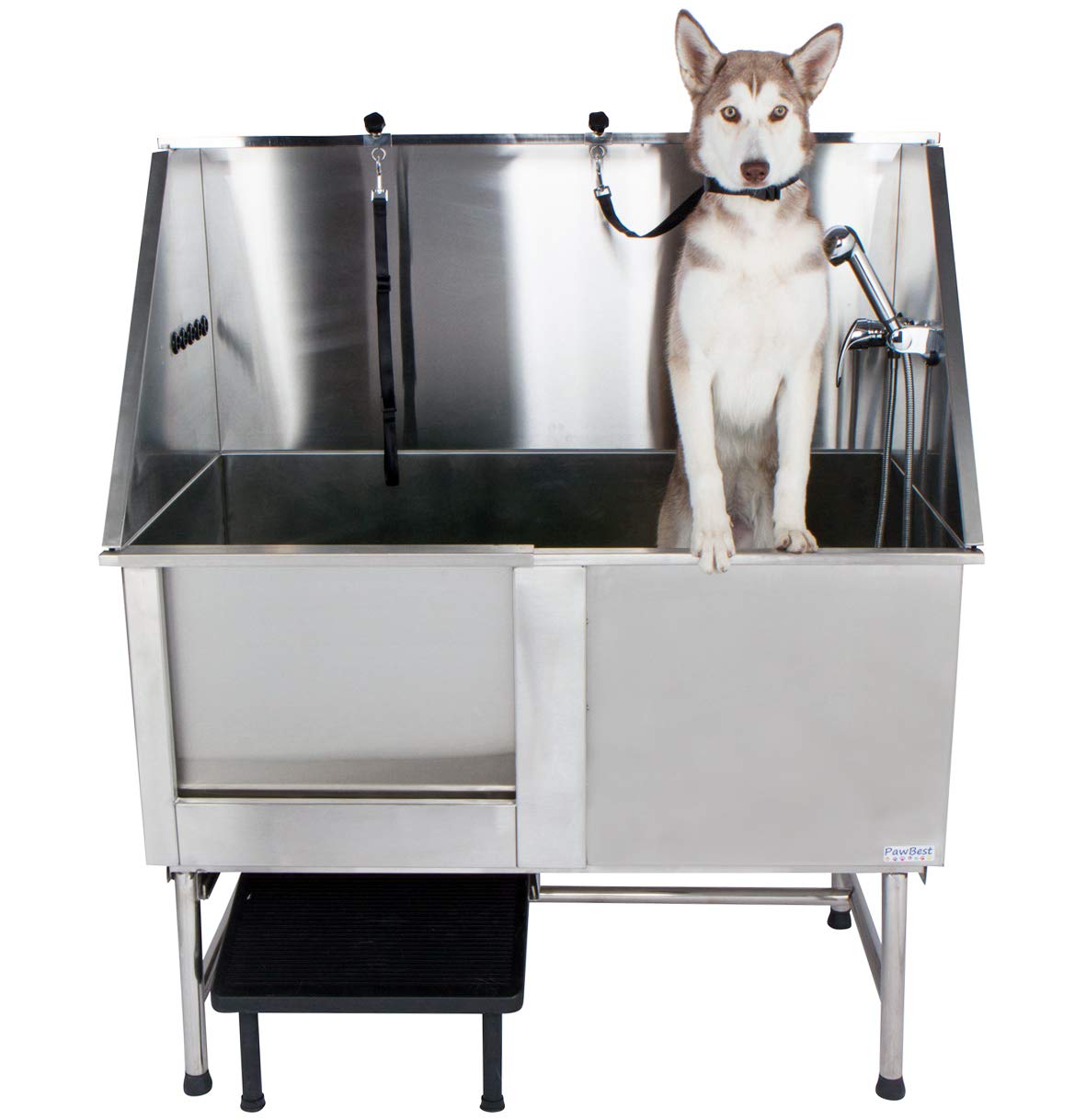 PawBest Stainless Steel Dog Grooming Bath Tub with Ramp, Faucet, Hoses and Loops (50" Bathtub) PawBest