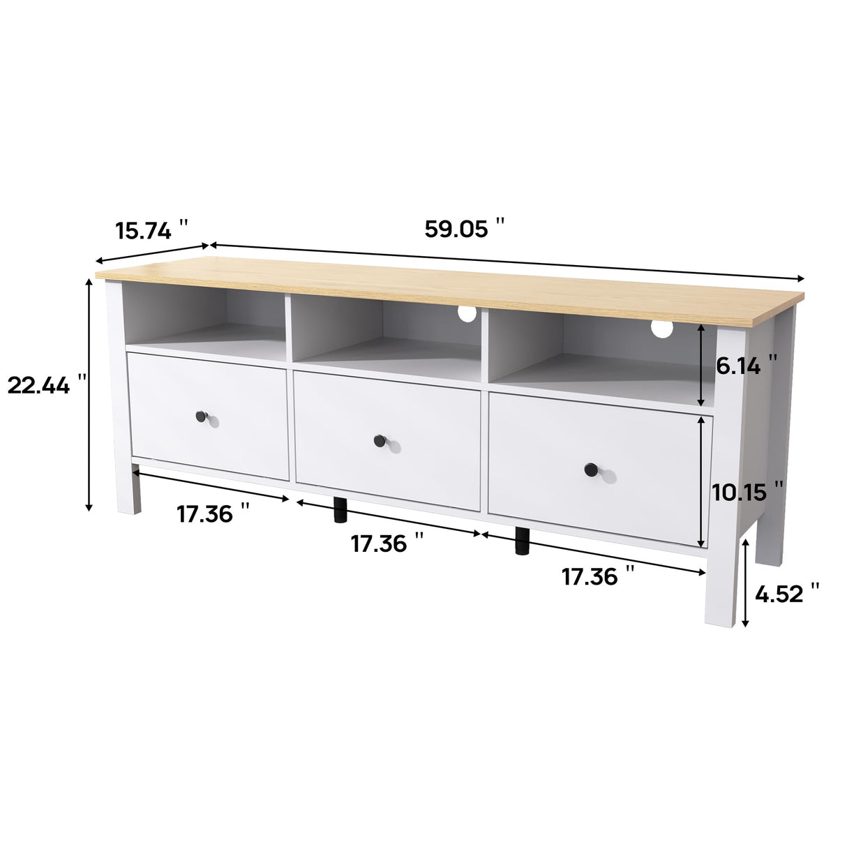 DIYART White TV Stand, Entertainment Center for TVs Up to 65", Modern Media Console with 3 Cabinets for Living Room DIYART