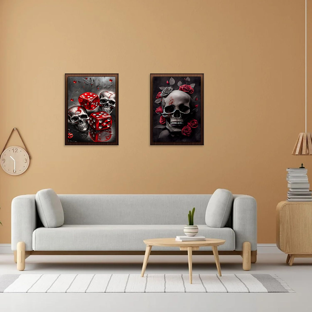 MBNTJHT 6 Pack Halloween Diamond Art Kits for Adults,Rose and Crow Diamond Painting Kits for Beginners,5D Round Full Drill Skull Gem Art Crafts for Home Wall Decor Gifts 12x16 Inch. MBNTJHT