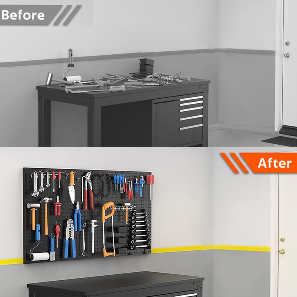 Ultrawall 4 Pcs Metal Pegboard Wall Panels, Peg Boards for Garage Tool Storage Ultrawall