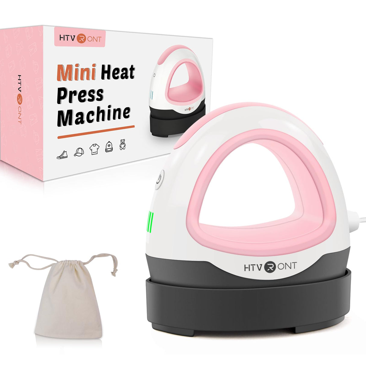 HTVRONT Heat Press Mini Iron for Crafting, Mini Heat Press Machine for T Shirts, Auto-Off Small Heat Press Portable Iron Press for Heating Transfer(Pink) HTVRONT