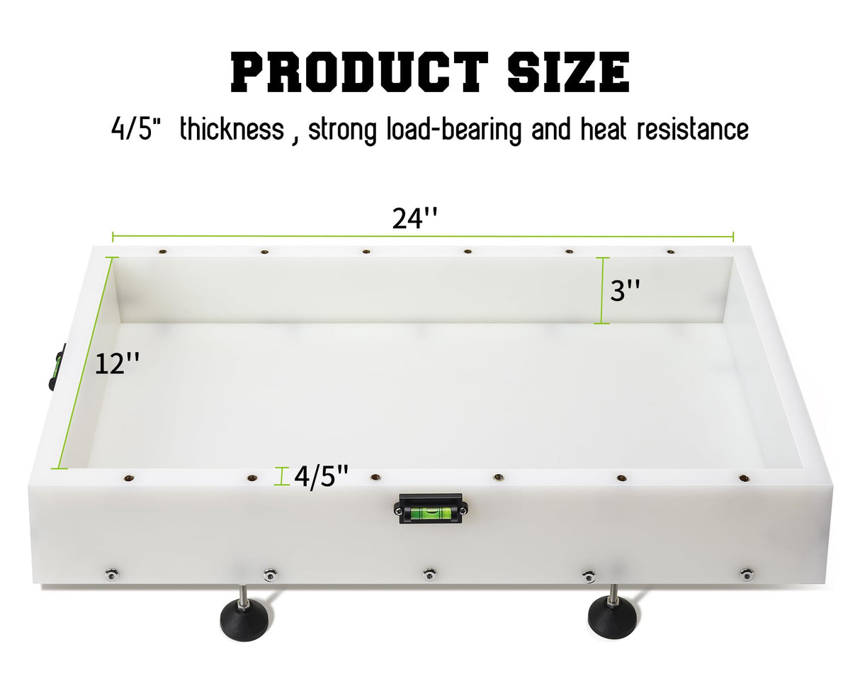 GROWLING Reusable Epoxy Resin Mold 24x12x3 Inches, Adjustable Fastening and Leveling, Heavy Duty Large Resin Mold for River Tables, Coffee Tables, Trays, Cutting Boards, DIY Resin Art Etc. GROWLING