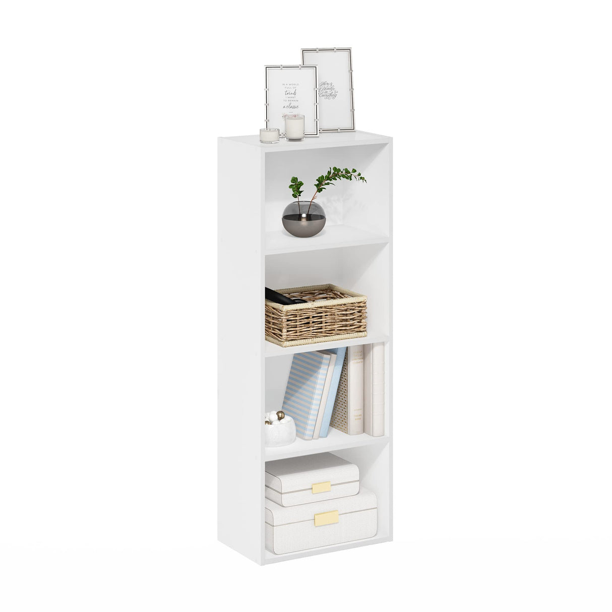Furinno Luder Bookcase / Book / Storage, 4-Tier, White Furinno