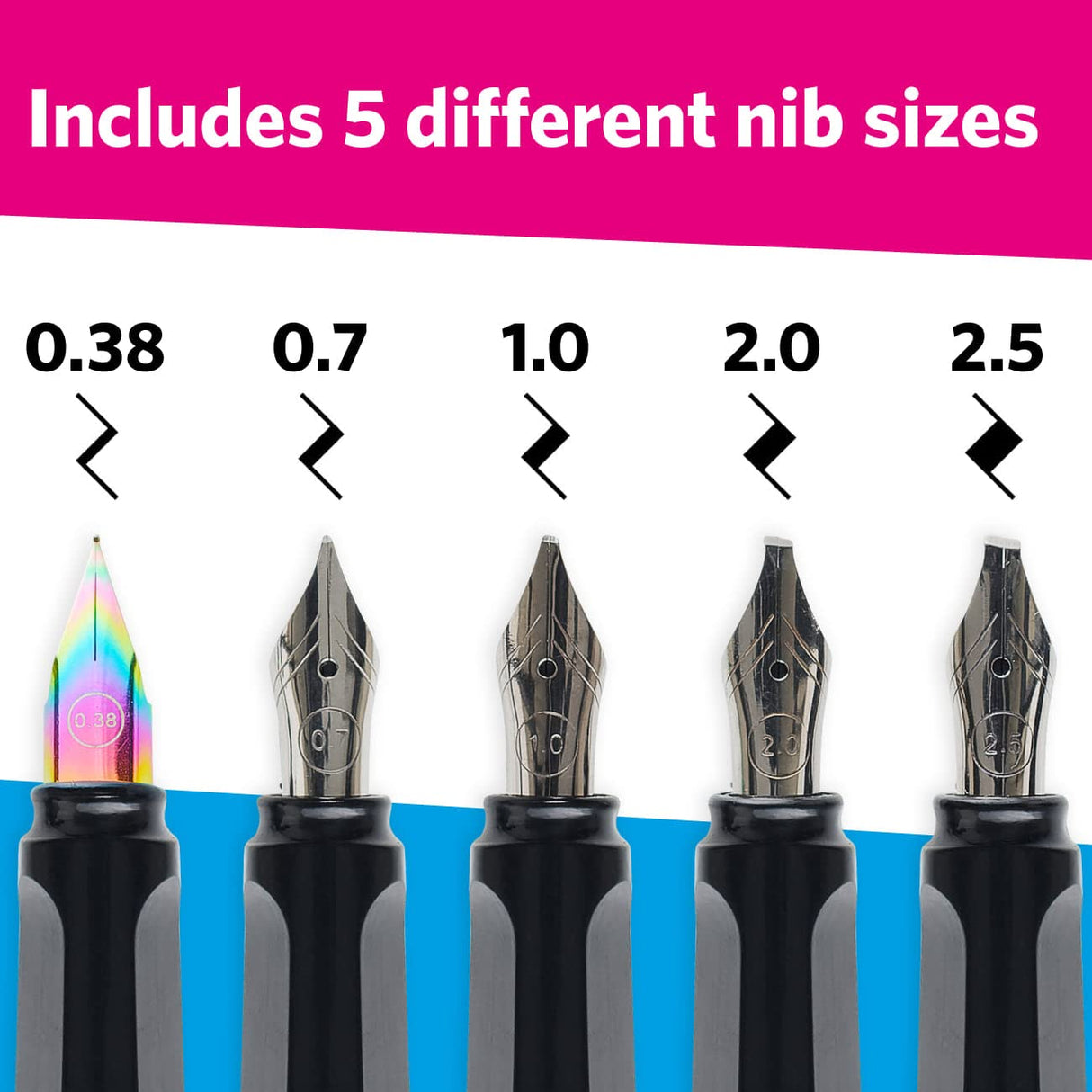 Artworx Calligraphy Pens Set - Introductory Caligraphy Writing & Hand Lettering Kit - Includes Instructions, Guide Book and Practice Book - Calligraphy Set For Beginners Artworx