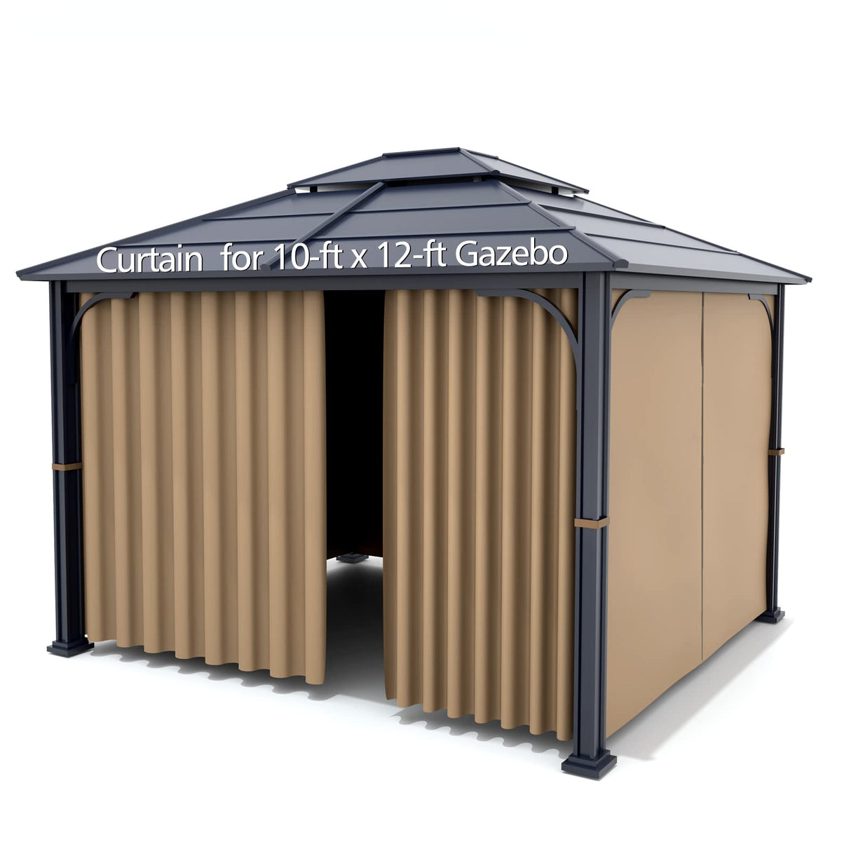 Gazebo Universal Replacement Privacy Curtain - Wonwon Privacy Panel Canopy Side Wall with Zipper for 10' x 12' Outdoor Gazebo (Khaki) Wonwon