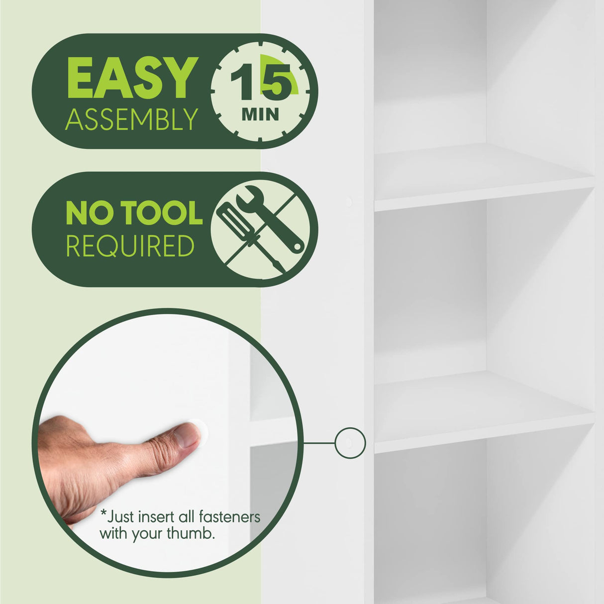 Furinno Pasir 3-Tier No Tool Assembly Open Shelf Bookcase, White Furinno