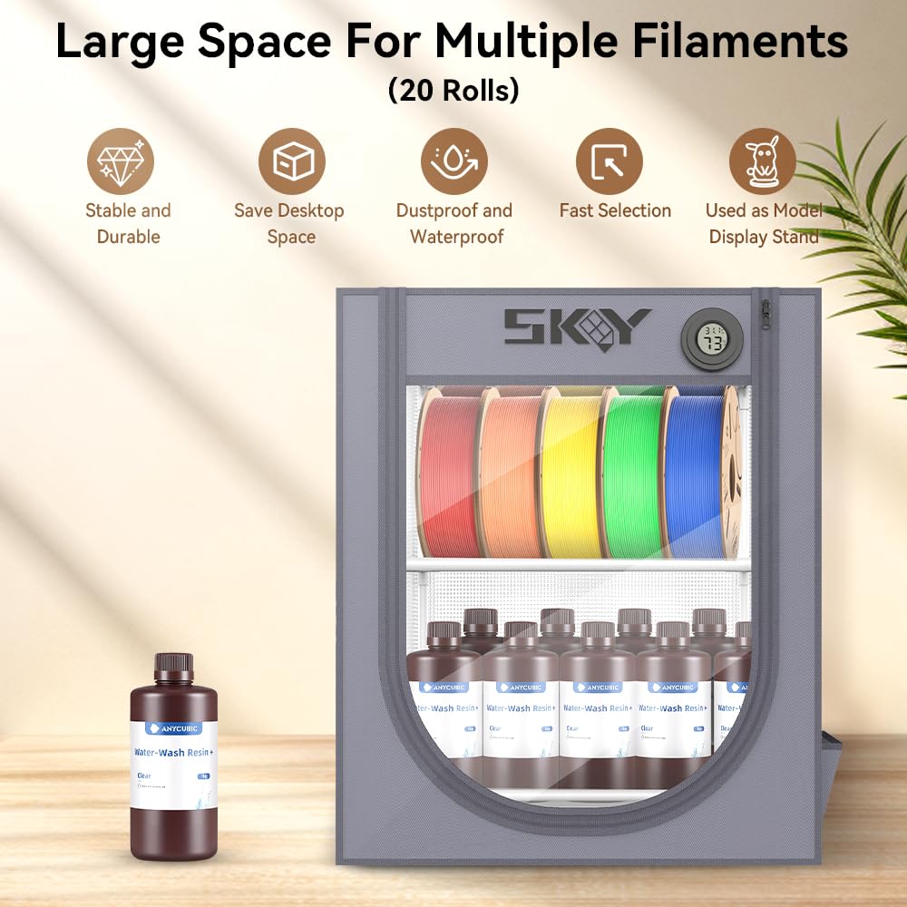 3D Printer Filament Storage Box with Hygrothermograph,Dustproof and Waterproof Storage Box Isolate Pets for Storage Double Layer Storage Rack and Easy to Store 20 roll Pack Cregrant3D