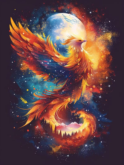 Kaliosy 5D Diamond Art Kits for Adults Phoenix on Fire by Number Kits, Diamond Painting Art Animal DIY Full Drill Crystal Craft Cross Stitch Embroidery Decoration (12x16 inch) 30x40 cm