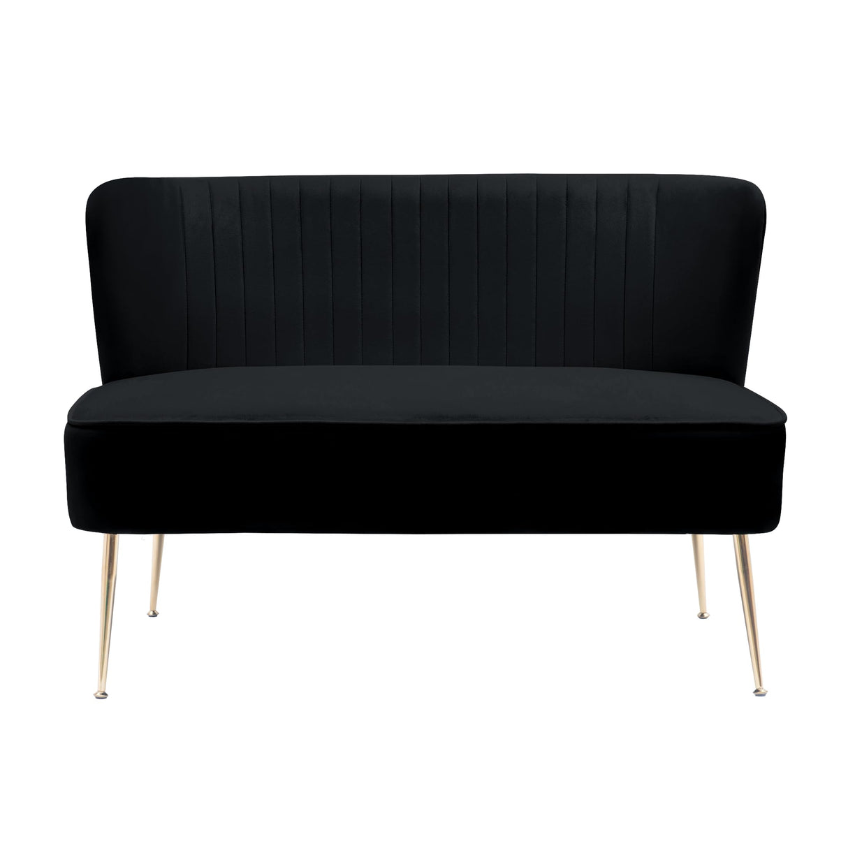 COSTAELM Alaia 46" Contemporary Wide Upholstered Velvet Loveseat Sofa Couch with Golden Metal Legs for Living Room, Black Costaelm