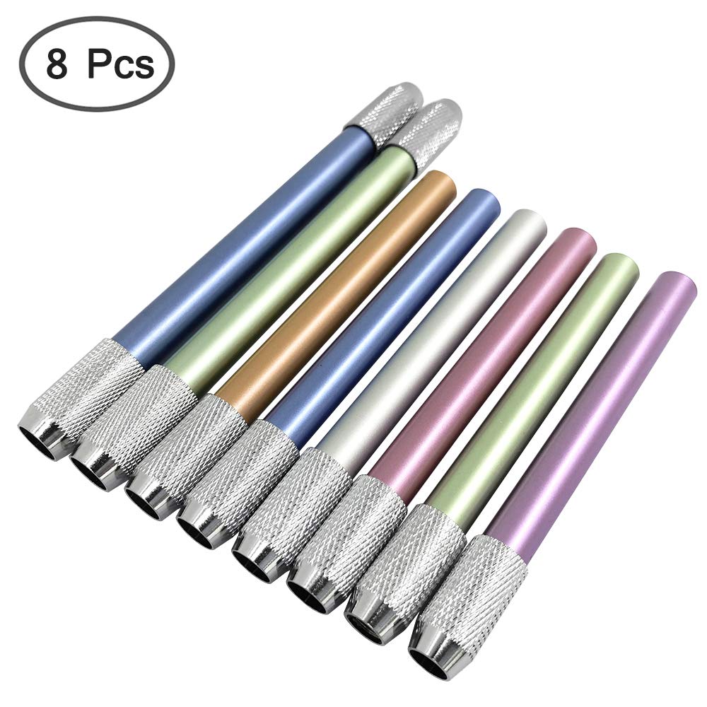 8 pcs Pencil Extenders, FineGood One Head & Dual Head Metal Handle Pen Holder Lengthener, School Office Supplies Art Writing Tool FineGood
