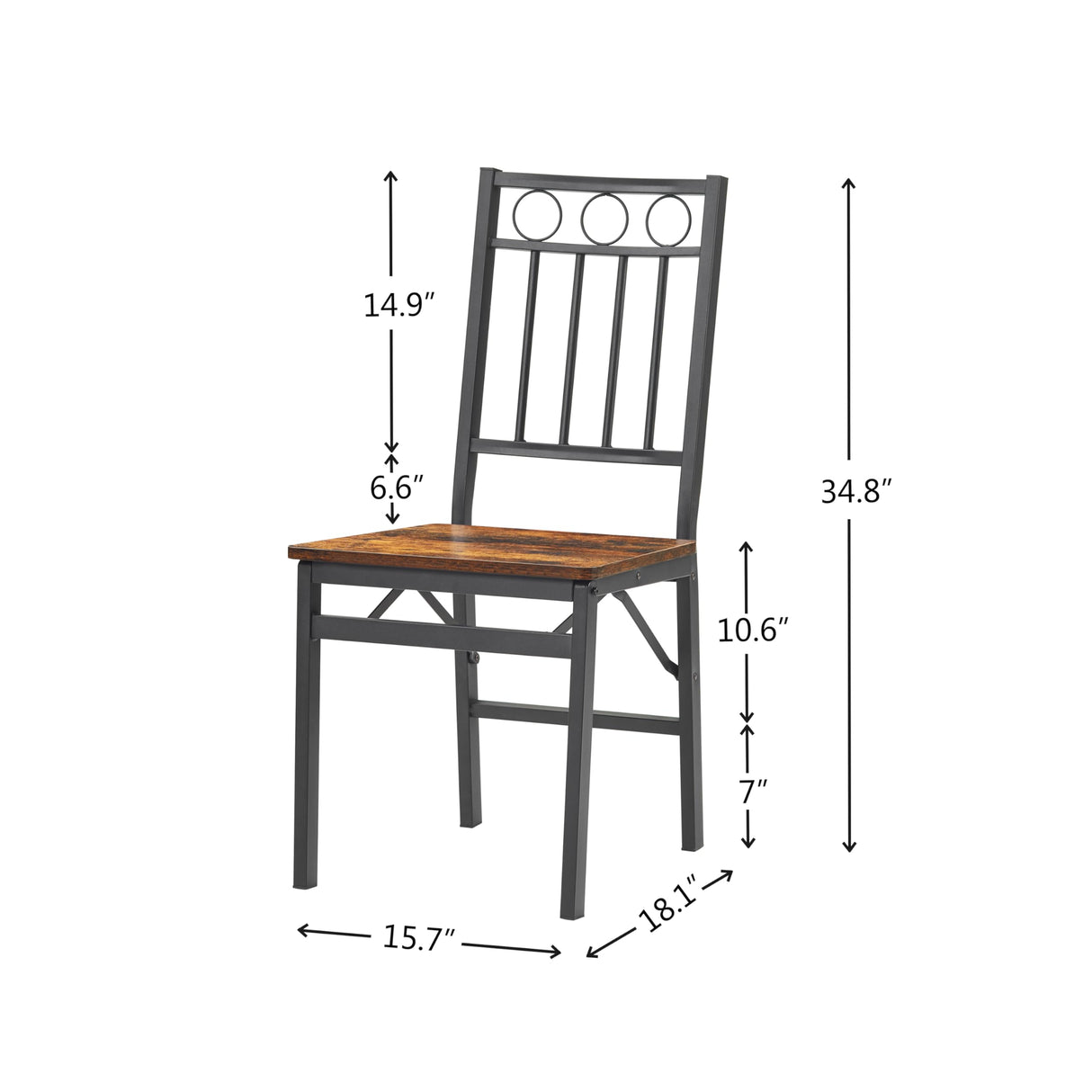 JOIN IRON Folding Dining Chair Set of 2, Foldable Kitchen Chairs, Metal Frame, no Assembly Required, Easy to Store, Suitable for Small Spaces, Rustic Brown JOIN IRON